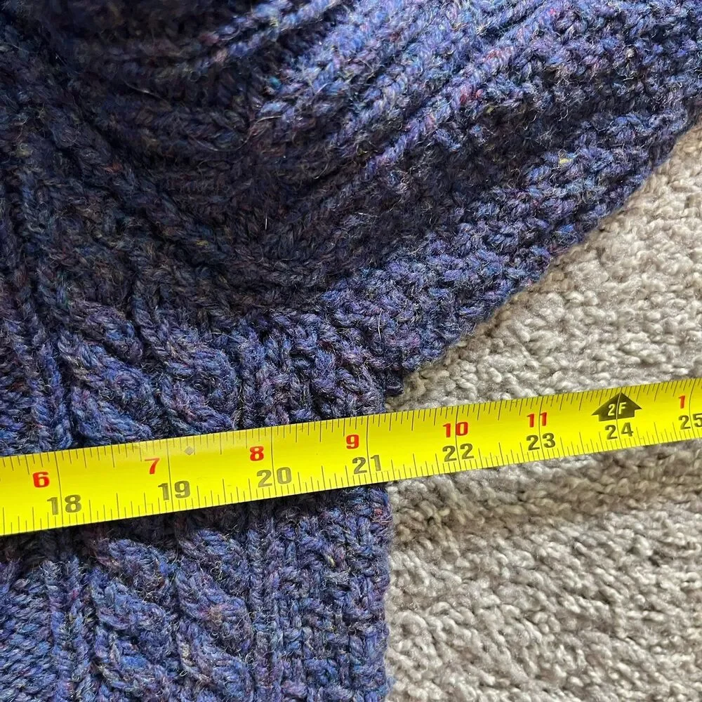 Vintage An Tuirne Ireland Sweater Wool Cable Knit Fisherman Chunky Blue Size L